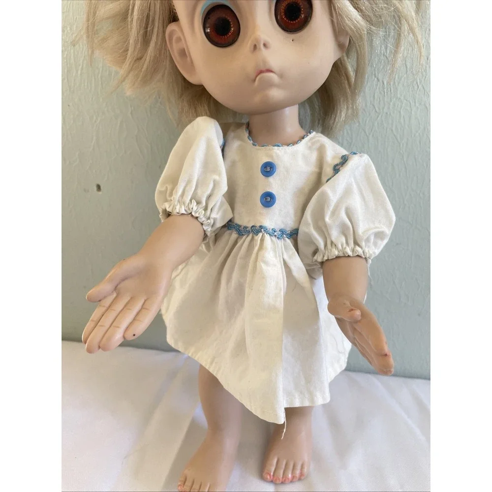 Vintage 1965 Hasbro Little Miss No Name Doll W/ Dress Sad Big Eyes Scary Haunted